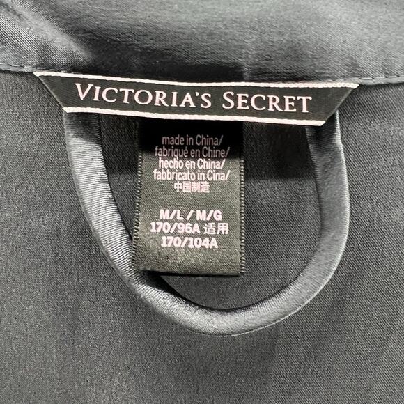 Victoria's Secret Gun Metal Grey Satin Belted Robe M/L - Picture 4 of 6